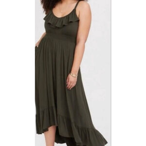 NWT Women's Torrid High Low Dress Plus Size 2X Olive Green
